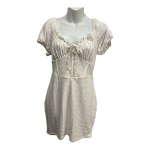 Windsor Women's White Eyelet, Mini Dress Size L Off Shoulder #graduation